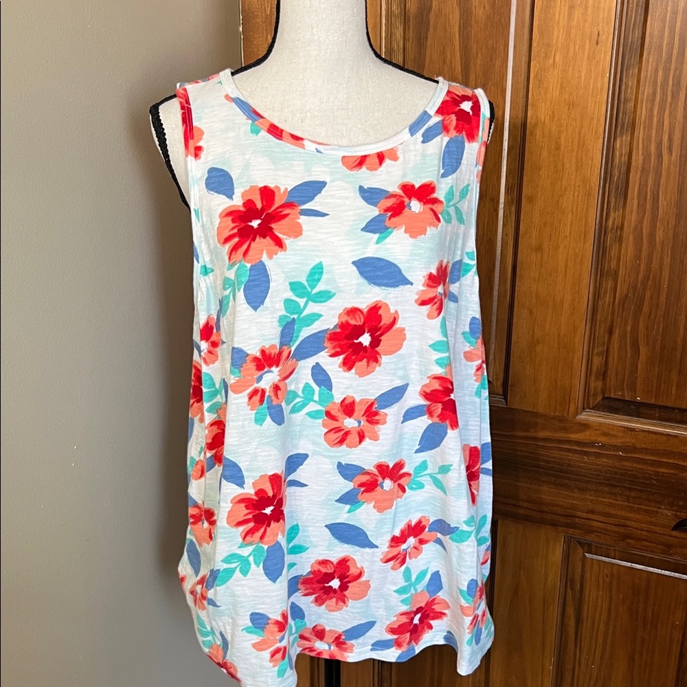 St. John's Bay Floral Tank Top - Red and Blue